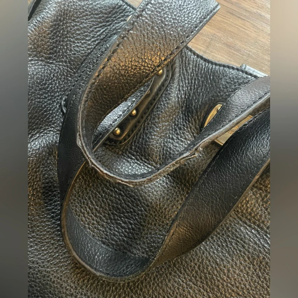 Michael Kors Pebbled Leather Shoulder Tote Black Gold Studded Crossbody Bag